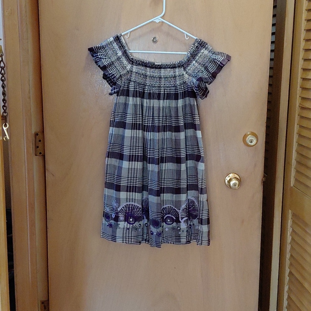 Antik Batik Purple Plaid Mini Dress